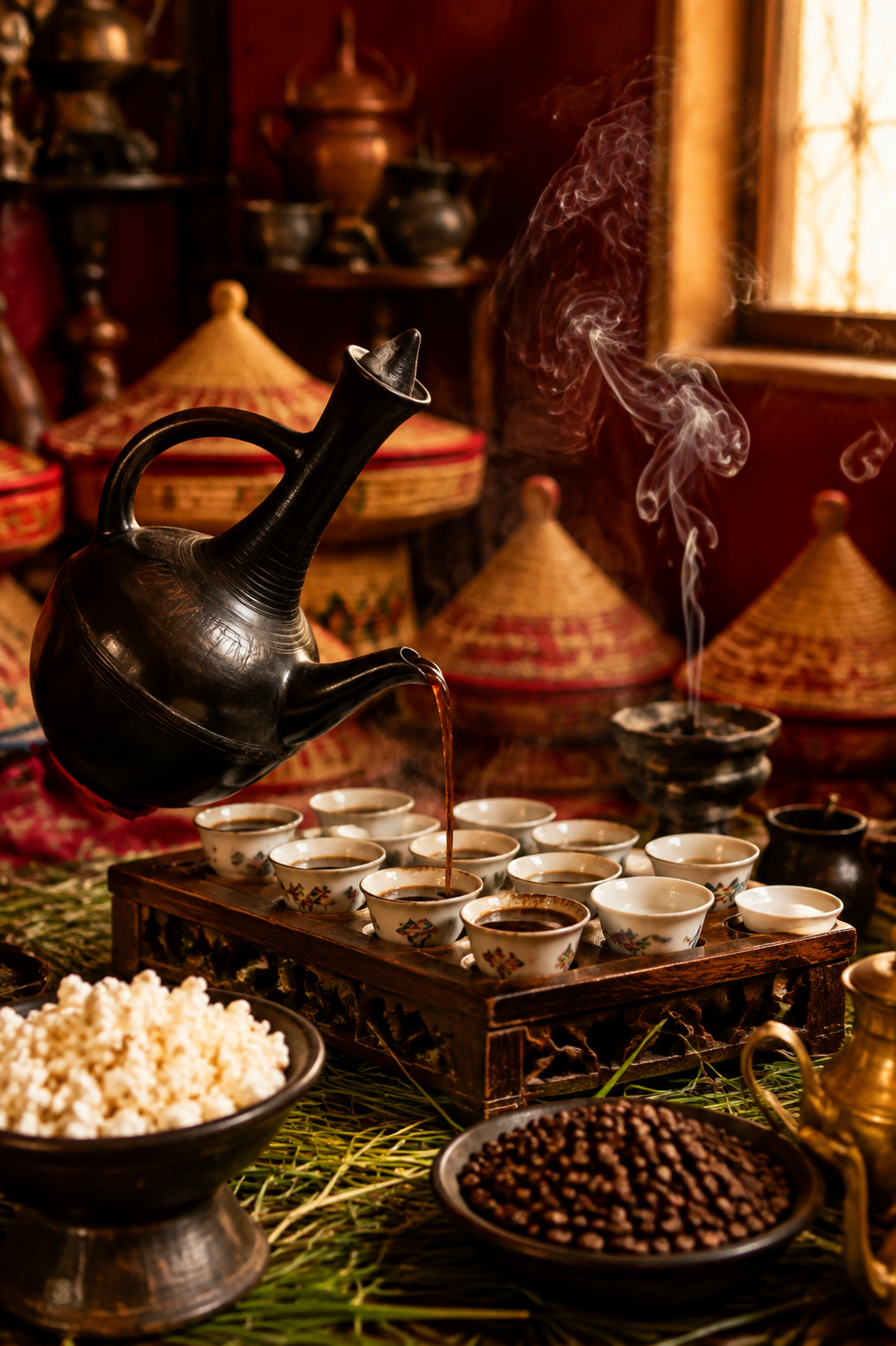 Traditional Ethiopian coffee ceremony